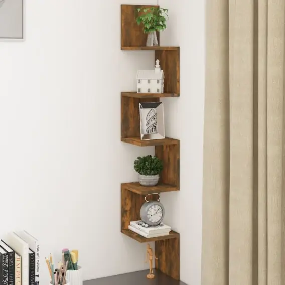 Ścienna półka narożna, przydymiony dąb, 20x20x127,5 cm Lumarko! - Hurtownia wielobranżowa Lumarko Ekspresowa dostawa